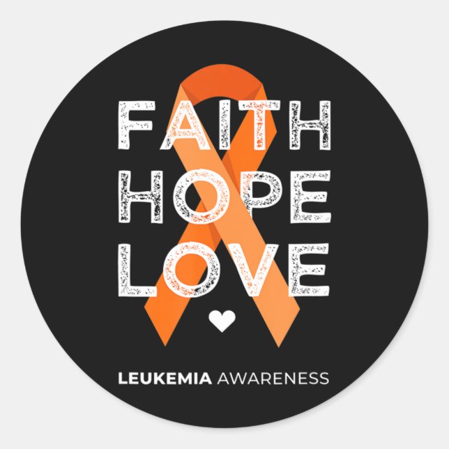 Pegatina Redonda Leukemia Fe Hope Love Naranja Ribbon Leukemia Aw (Anverso)