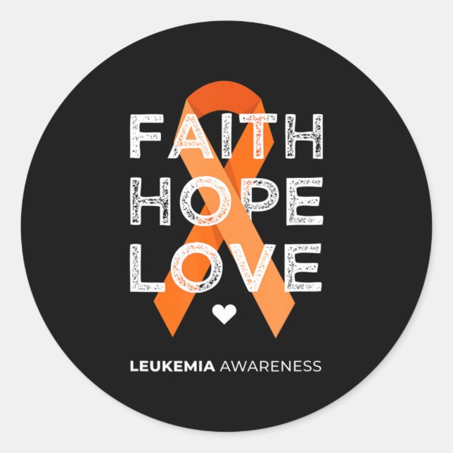 Pegatina Redonda Leukemia Fe Hope Love Naranja Ribbon Leukemia Aw (Anverso)
