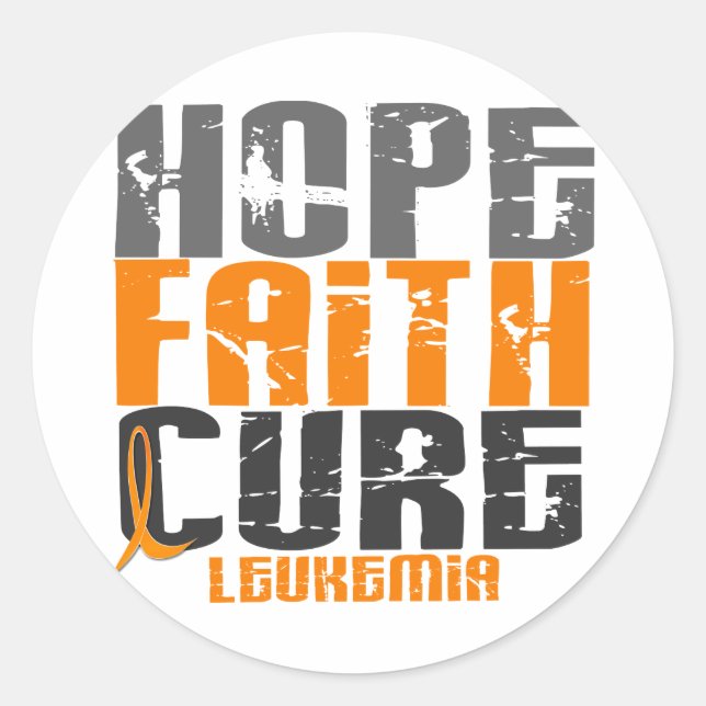 Pegatina Redonda Leukemia HOPE FAITH CURE (Anverso)