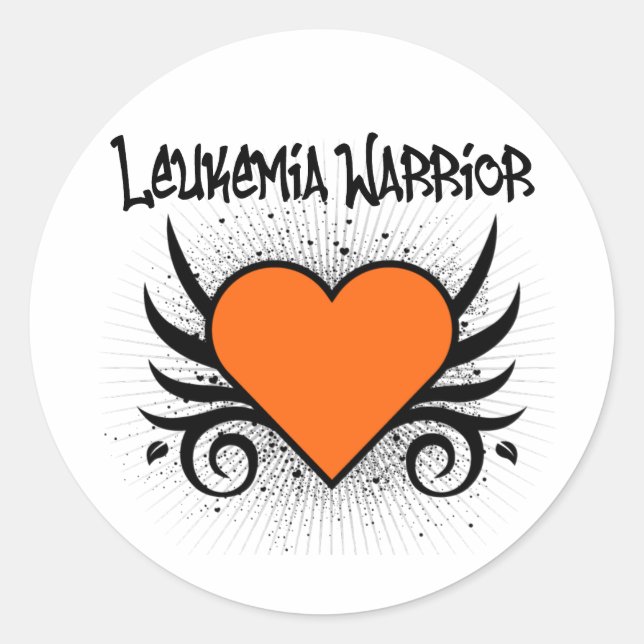 Pegatina Redonda Leukemia Warrior Heart (Anverso)