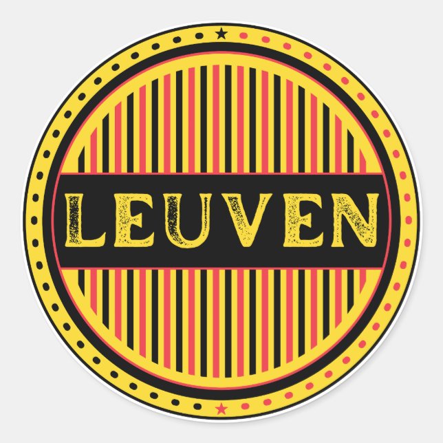 Pegatina Redonda Leuven City Pride Emblem – Belgian Identity (Anverso)