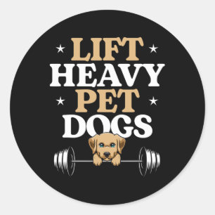 Pegatina Redonda Levanta Perros Domésticos Pesados Entrenamiento De