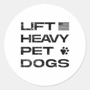 Pegatina Redonda Levanta Perros Pesados Camiseta Divertida de Entre