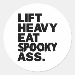 Pegatina Redonda Levanta Pesado Come Espeluznante Divertido Hallowe