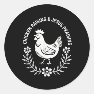 Pegatina Redonda Levantamiento de pollo y aumento; Alabanza de Jesú