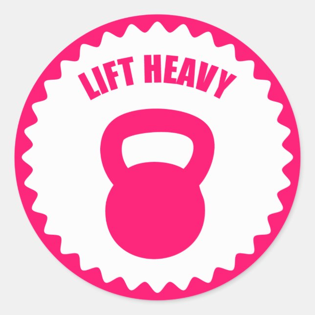 Pegatina Redonda Levantar fuerte con un timbre de Kettlebell - (Anverso)