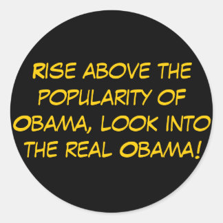 Pegatina Redonda Levántate sobre la popularidad de Obama, mira...