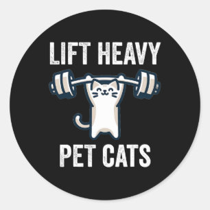 Pegatina Redonda Levante Mascotas pesados gatos Graciosos Gimnasio 