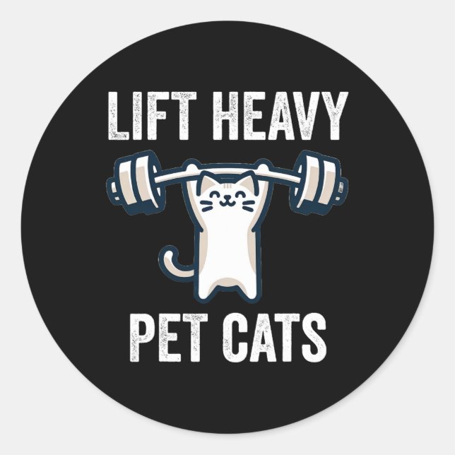 Pegatina Redonda Levante Mascotas pesados gatos Graciosos Gimnasio  (Anverso)