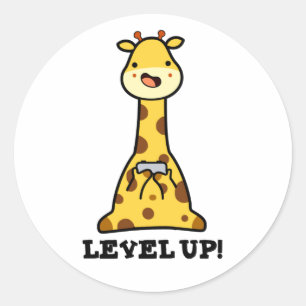 Pegatina Redonda Level Up Funny Giraffe Pun