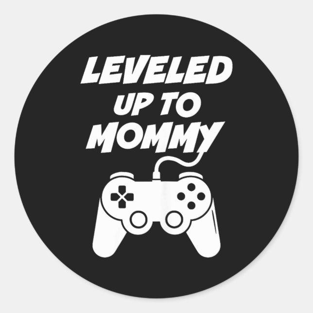Pegatina Redonda Leveled Up To Mommy  (Anverso)