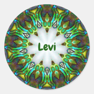 Pegatina Redonda LEVI ~ Fractal Paua personalizada ~