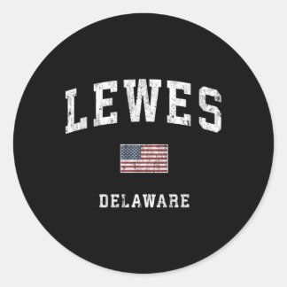 Pegatina Redonda Lewes Delaware Deportes De Bandera Americana