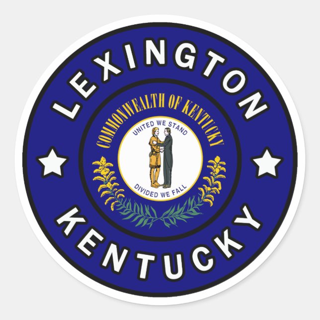Pegatina Redonda Lexington Kentucky (Anverso)