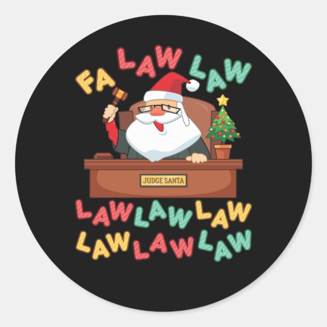 Pegatina Redonda Ley Fa Law Funny Abogado Santa Juez Navidades (Anverso)