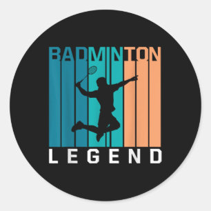 Pegatina Redonda Leyenda Badminton Player Shuttle Sports S