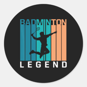 Pegatina Redonda Leyenda Badminton Player Shuttle Sports S