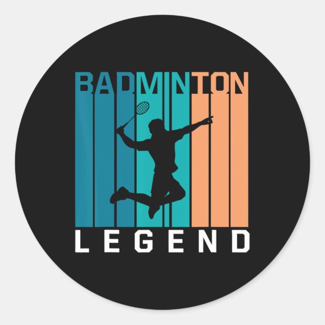 Pegatina Redonda Leyenda Badminton Player Shuttle Sports S (Anverso)