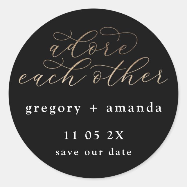 Pegatina Redonda Leyenda caligráfica elegante de Relieve metalizado (Anverso)