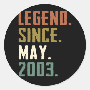 Pegatina Redonda Leyenda de 19 años desde mayo de 2003 19 años