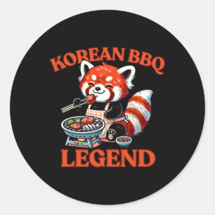 Pegatina Redonda Leyenda de Barbacoa Coreana Red Panda 