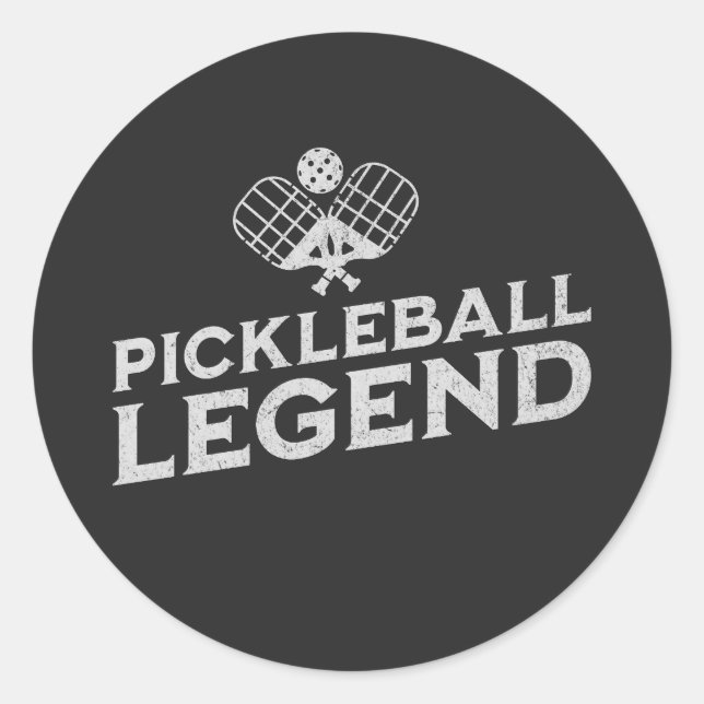 Pegatina Redonda Leyenda de bolas de bolas divertida Pickle Ball (Anverso)