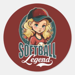 Pegatina Redonda Leyenda de Softball