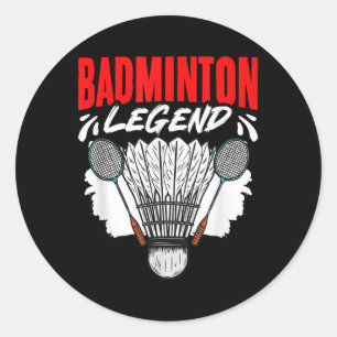 Pegatina Redonda Leyenda del bádminton Lanzadera Deporte Hobby Bádm