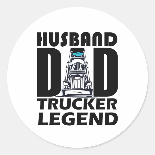 Pegatina Redonda leyenda del camionero del esposo papá para regalo  (Anverso)