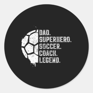 Pegatina Redonda Leyenda del entrenador de fútbol superhéroe papá 