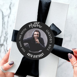 Pegatina Redonda Leyenda del mito del fotógrafo blanco negro de cum