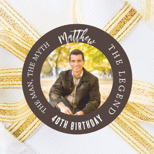 Pegatina Redonda Leyenda del mito del fotógrafo marrón de cumpleaño