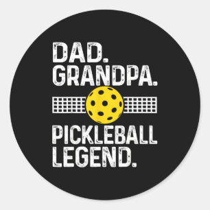 Pegatina Redonda Leyenda del pickleball papá abuelo jugador de tee