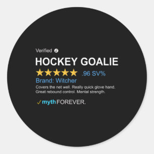 Pegatina Redonda Leyenda del portero de hockey sobre hielo masculin