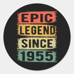 Pegatina Redonda Leyenda Épica Desde 1955 Regalo de Cumpleaños Vint