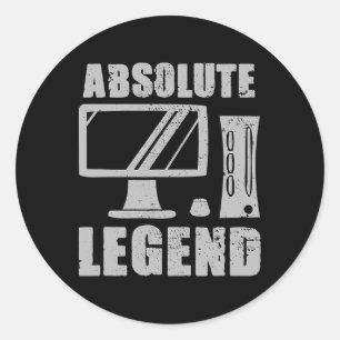 Pegatina Redonda Leyenda Funny Video Game Player Cita Pc Gaming Rig
