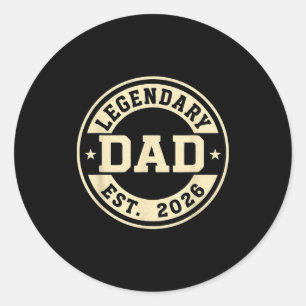 Pegatina Redonda Leyenda Papá Establecido 2026 Celebre Padre Nuevo