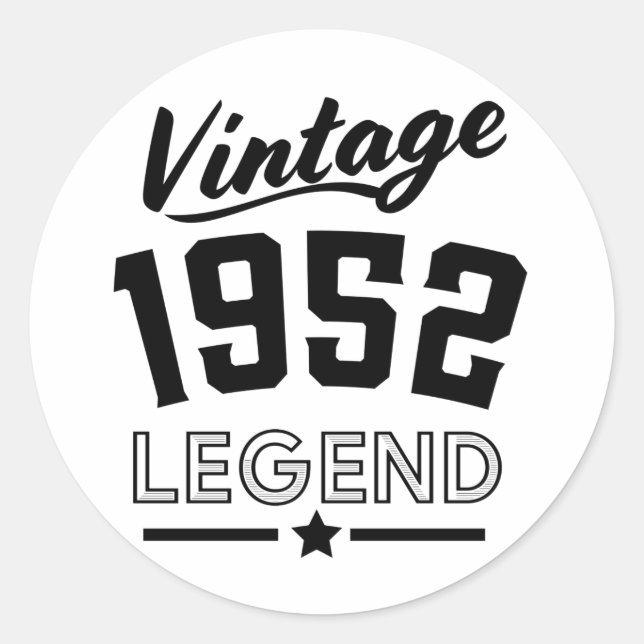 Pegatina Redonda Leyenda vintage de 1952 (Anverso)