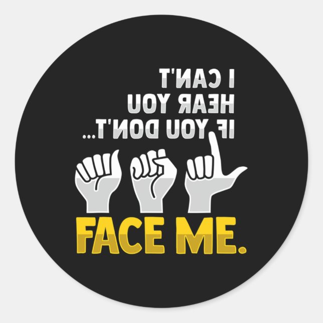 Pegatina Redonda Leyendo Awarene de pérdida de audición sorda de ge (Anverso)