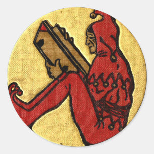 Pegatina Redonda Leyendo Jester