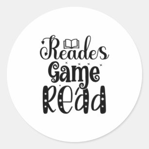 Pegatina Redonda Leyendo juego de lectura de arte
