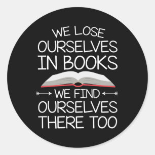 Pegatina Redonda Leyendo libro Lose Ourself Book Find