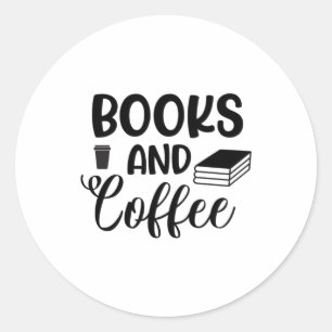 Pegatina Redonda Leyendo Libros De Arte Y Café