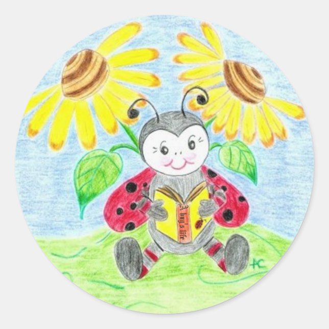 Pegatina Redonda Leyendo pegatinas de marismas (Anverso)