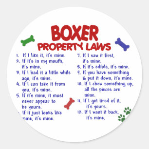 Pegatina Redonda Leyes de propiedad de Boxer 2