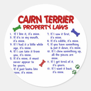 Pegatina Redonda Leyes de propiedad de CAIRN TERRIER 2