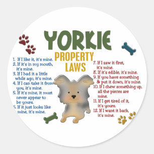 Pegatina Redonda Leyes de propiedad de Yorkie 4