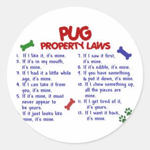 Pegatina Redonda Leyes de propiedad PUG 2