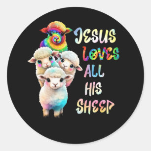 Pegatina Redonda Lgbt Jesús ama a todos sus gays cristianos por r