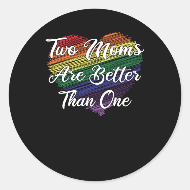 Pegatina Redonda LGBT LBGBTQ Madre Madre Madre Matrimonio Gay Lesbi (Anverso)